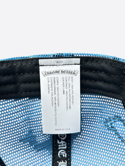 Chrome Hearts Blue Cemetery Cross Patch Trucker Hat