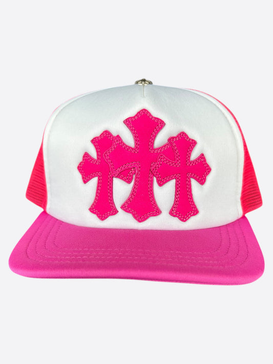 Chrome Hearts Pink Cemetery Cross Patch Trucker Hat