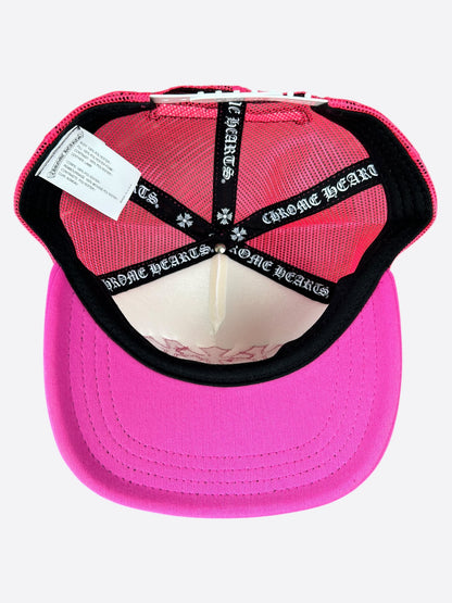Chrome Hearts Pink Cemetery Cross Patch Trucker Hat