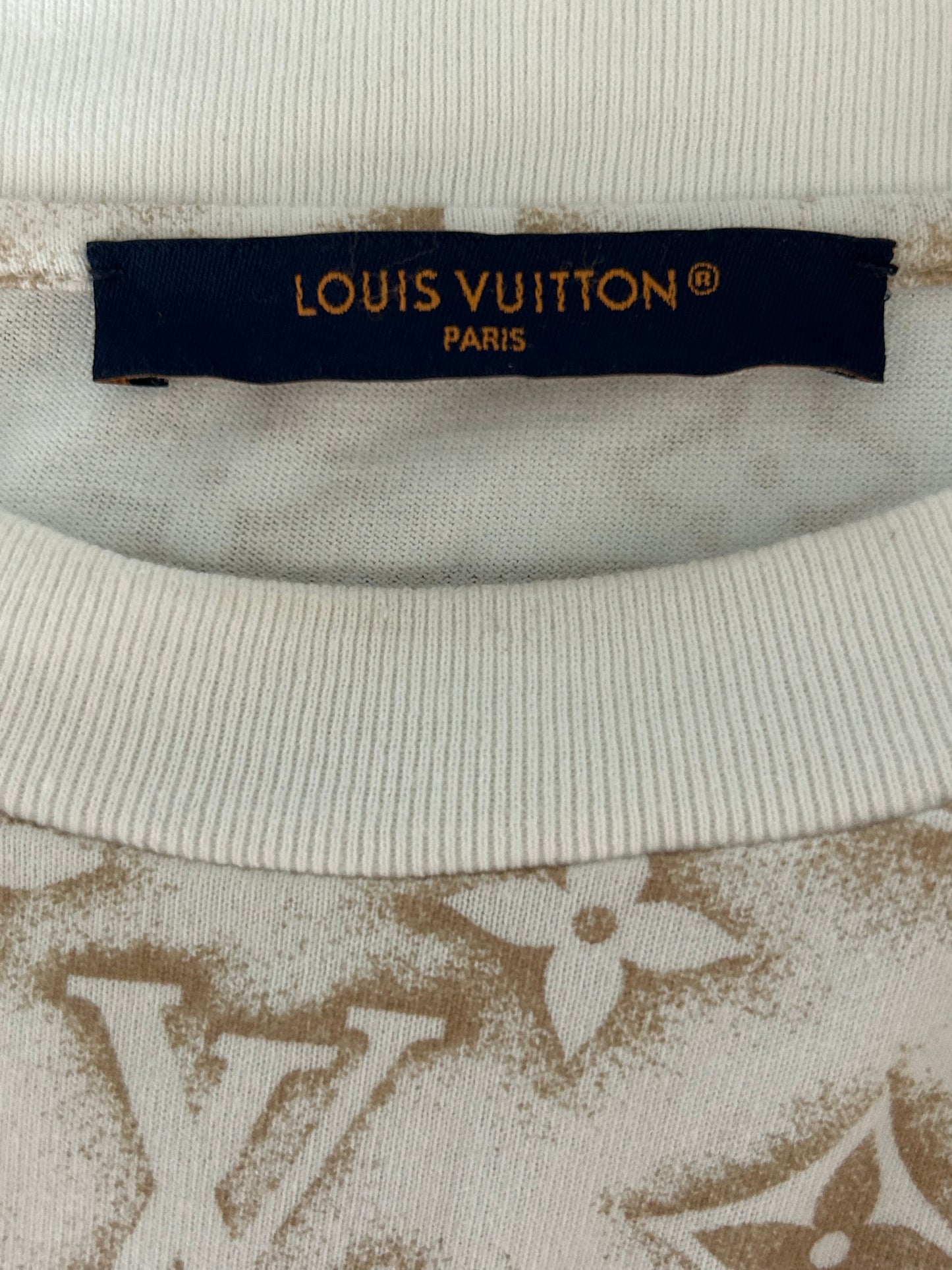 Louis Vuitton White & Tan Monogram T-Shirt
