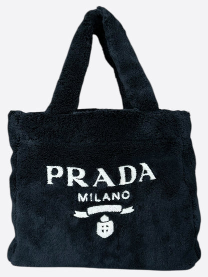 Prada Black & White Spugna Logo Tote