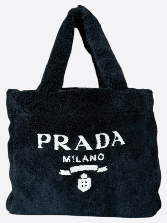 Prada Black & White Spugna Logo Tote