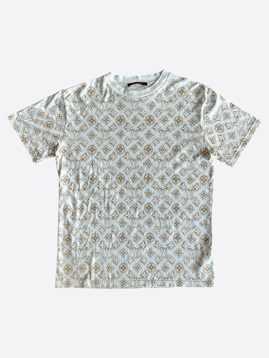 Louis Vuitton White & Tan Monogram T-Shirt