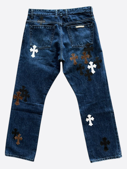 Chrome Hearts Blue Multicolor Cross Patch Jeans