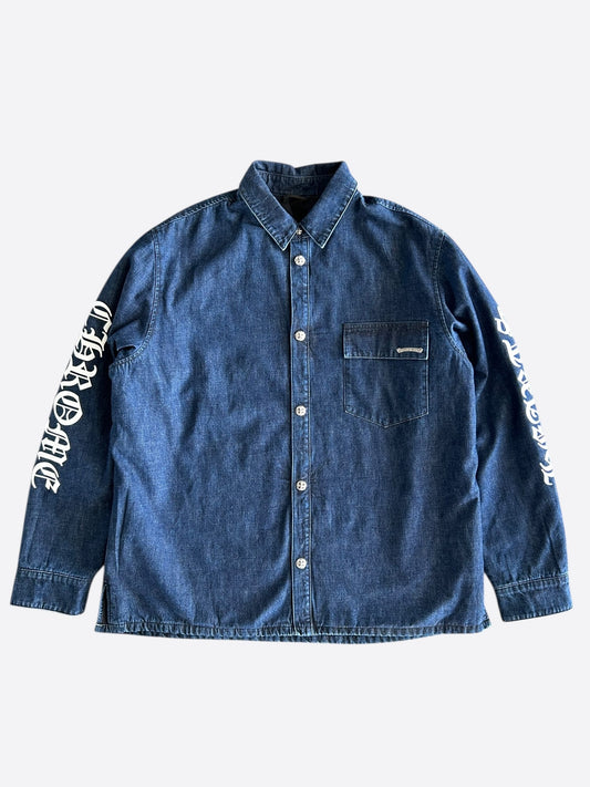 Chrome Hearts Blue & White Script Padded Denim Jacket