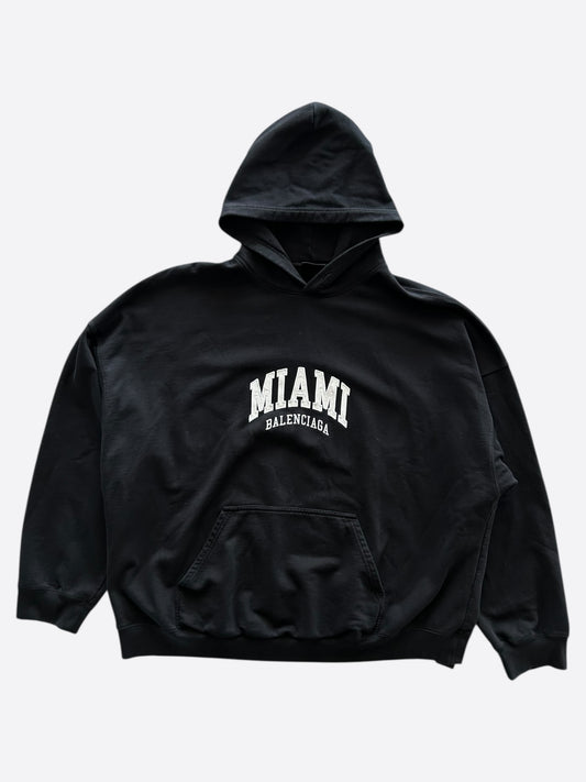 Balenciaga Black & White Miami Logo Hoodie