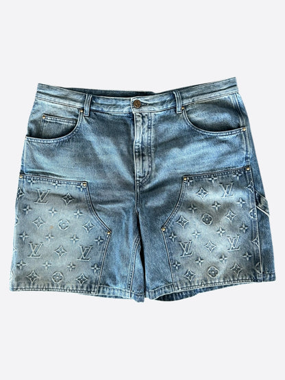 Louis Vuitton Blue Monogram Carpenter Denim Shorts