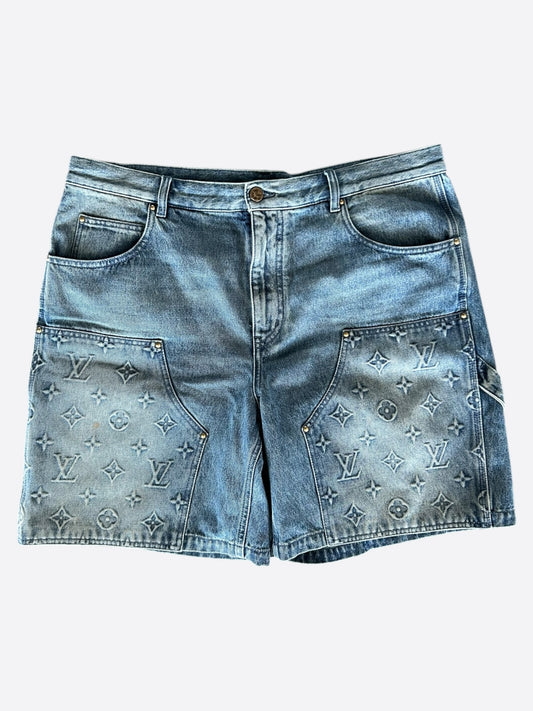 Louis Vuitton Blue Monogram Carpenter Denim Shorts
