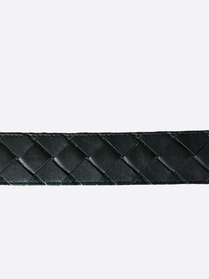 Bottega Veneta Black Leather Intrecciato Belt