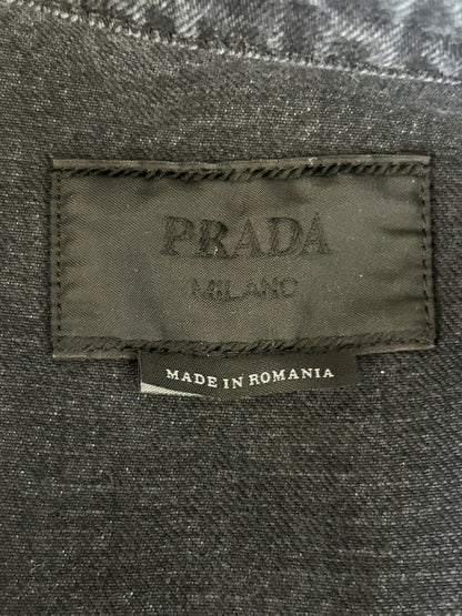 Prada Washed Black Logo Denim Button Up Shirt