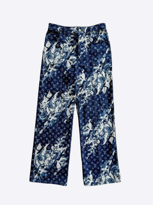 Louis Vuitton Blue Floral Monogram Jeans
