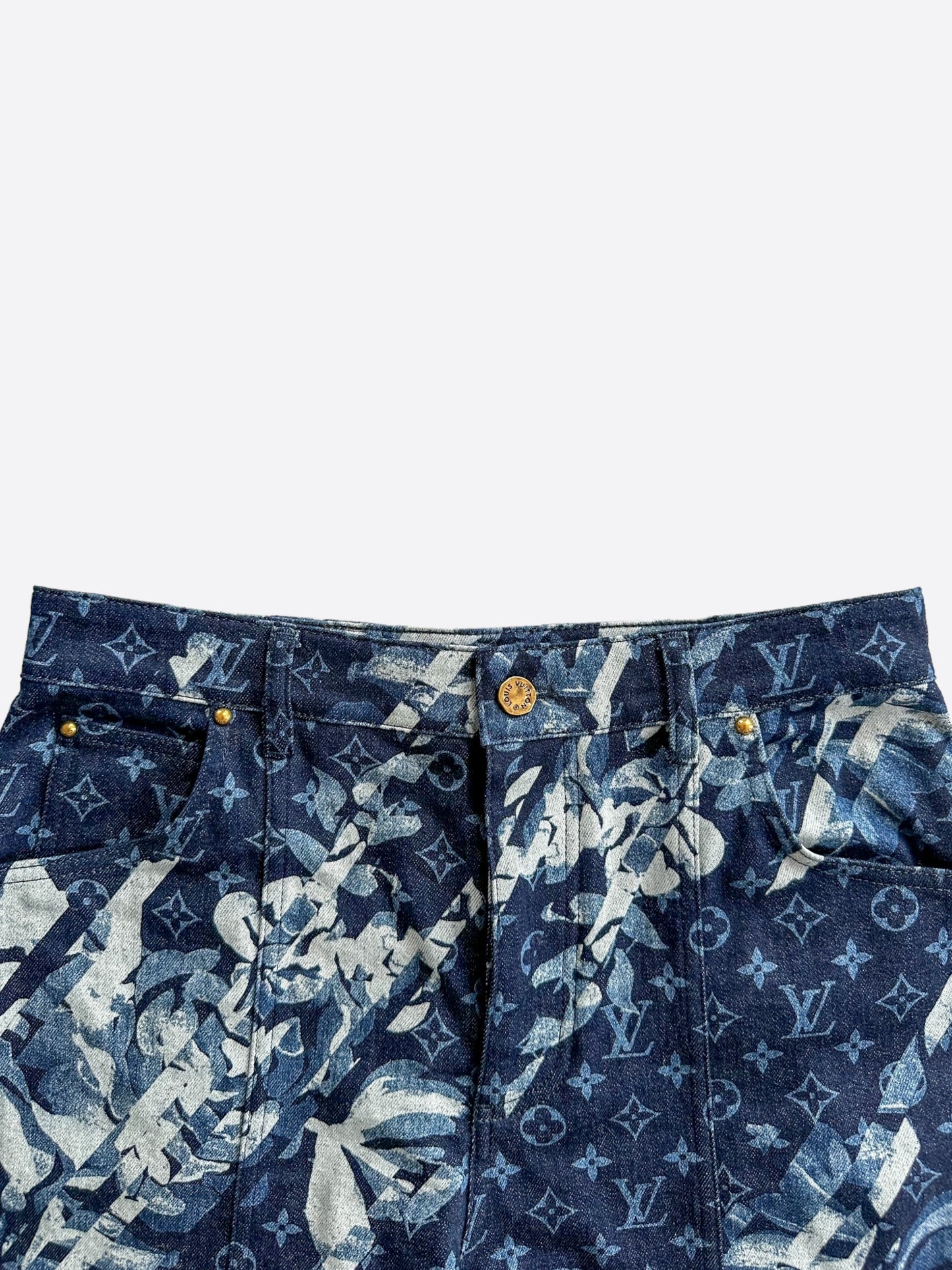 Louis Vuitton Blue Floral Monogram Jeans