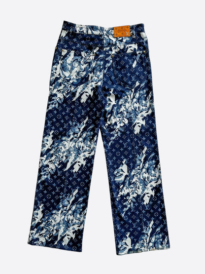 Louis Vuitton Blue Floral Monogram Jeans