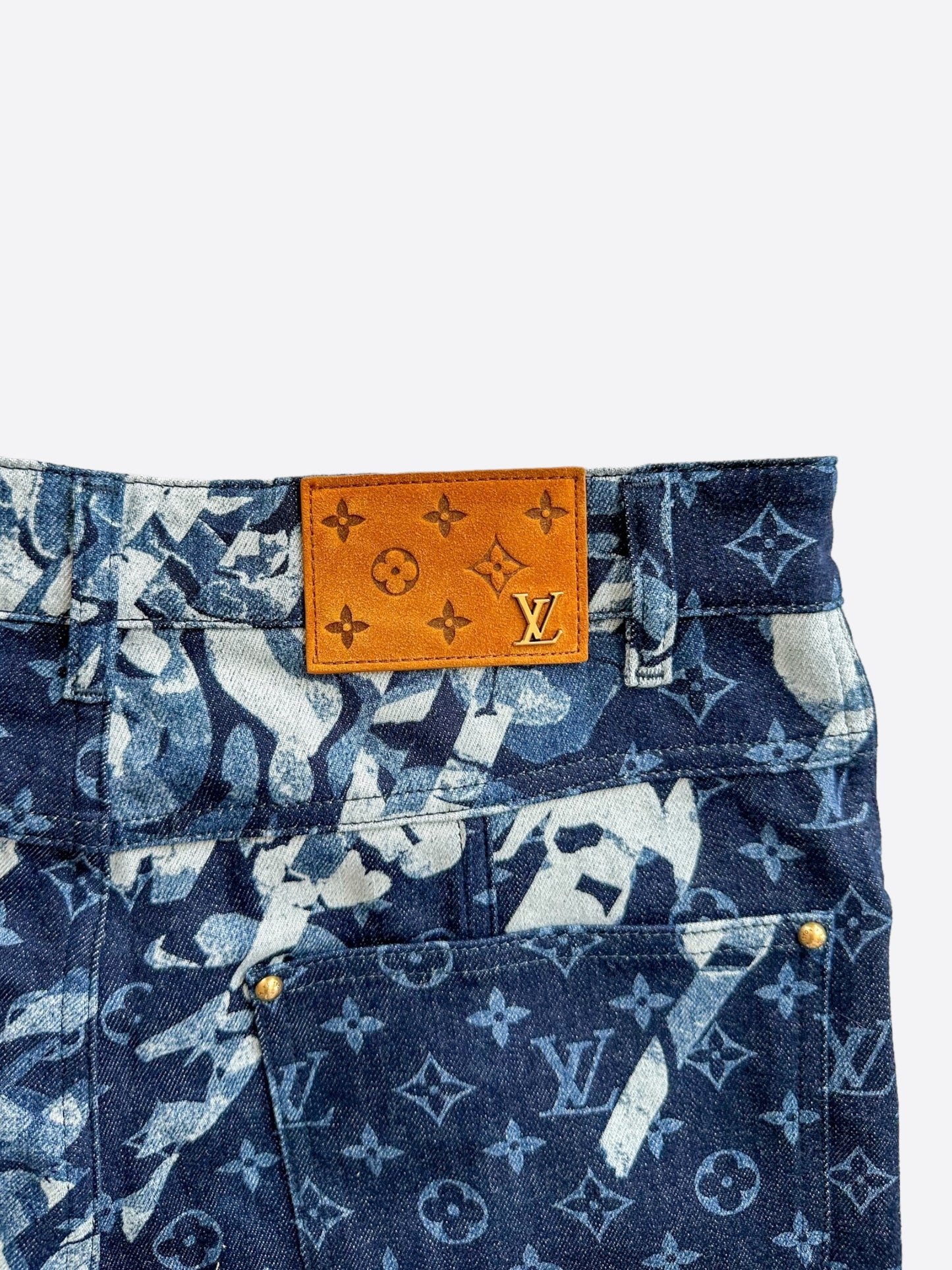 Louis Vuitton Blue Floral Monogram Jeans