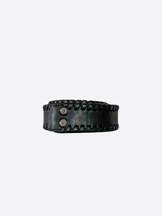 Chrome Hearts Black Leather Braided Belt