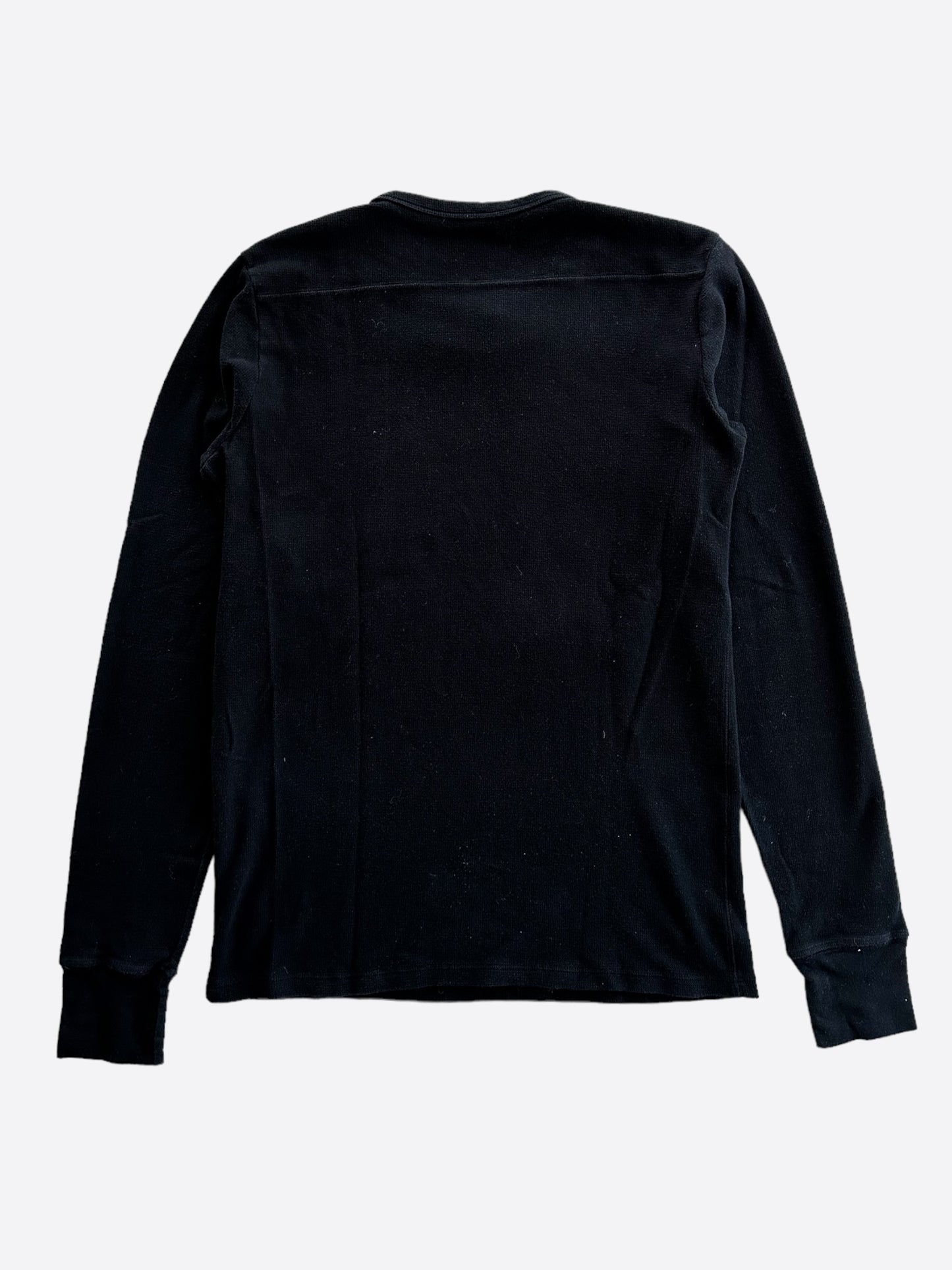 Chrome Hearts Black Leather Patch Thermal Longsleeve T-Shirt