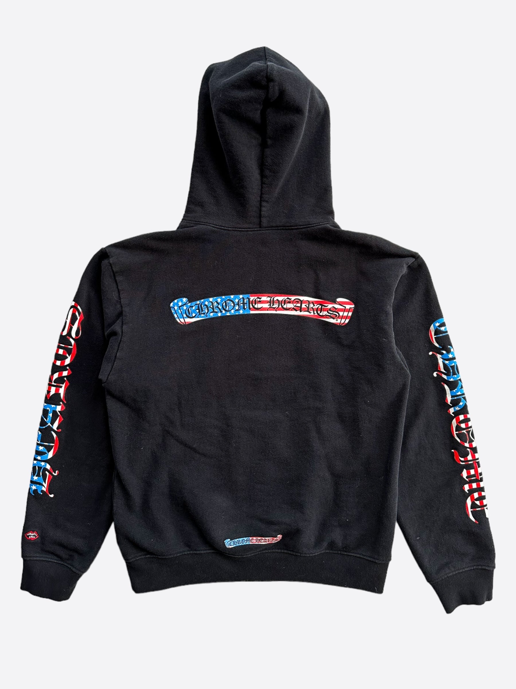 Chrome Hearts Black USA Flag Scroll Logo Hoodie – Savonches