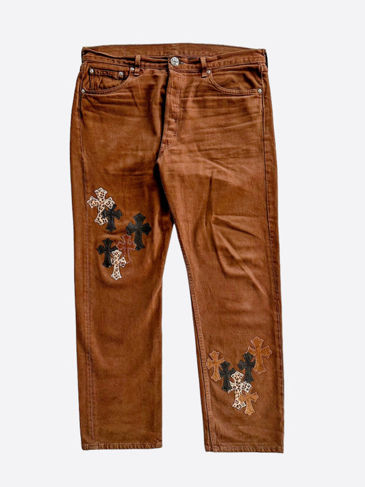 Chrome Hearts Levis Brown NYFW Exclusive Cross Patch Jeans
