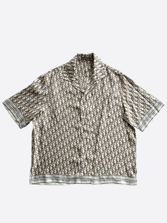 Dior Tan Oblique Silk Button Up Shirt