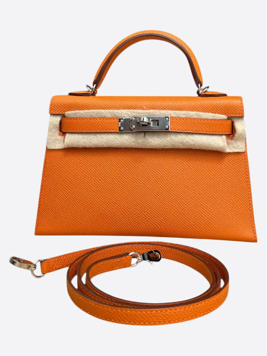 Hermes Orange Epsom Mini Kelly 20