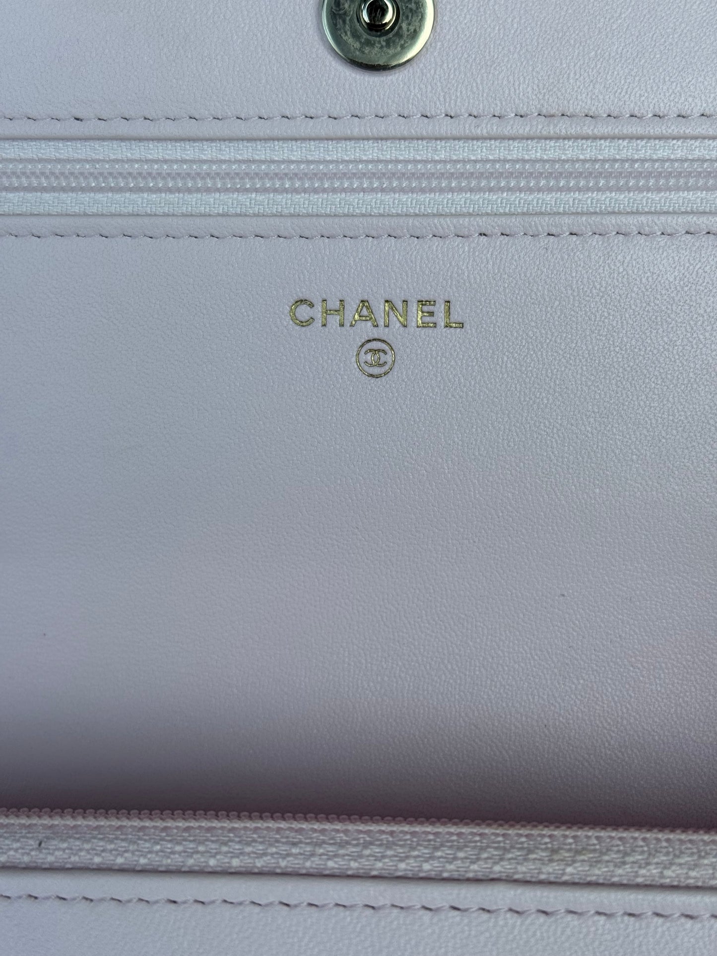 Chanel Pink Quilted CC Pearl Wallet On Chain Bag