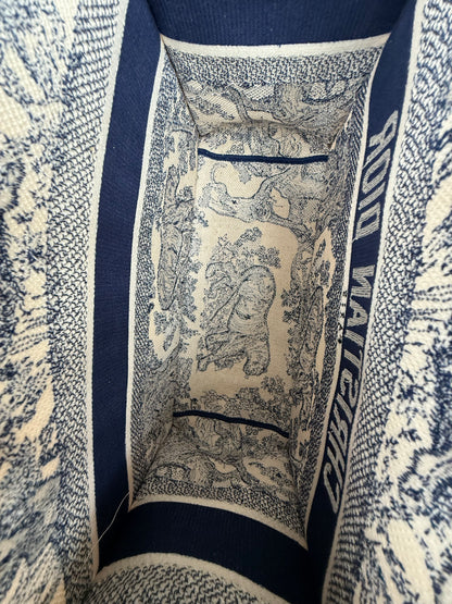 Dior White & Navy Toile de Jouy Large Book Tote