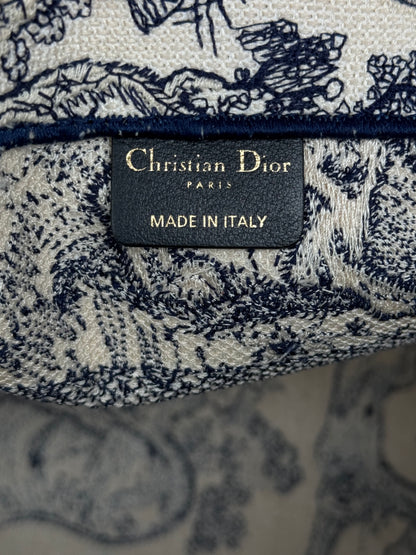 Dior White & Navy Toile de Jouy Large Book Tote