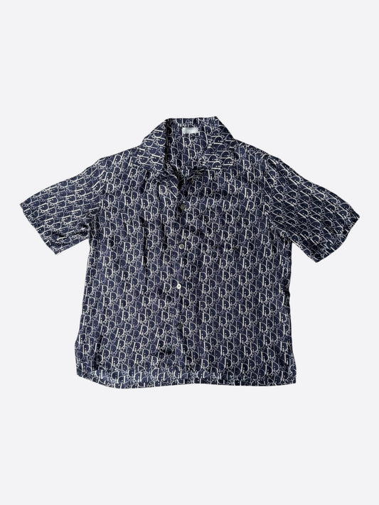 Dior Navy Pearl Oblique Button Up Shirt