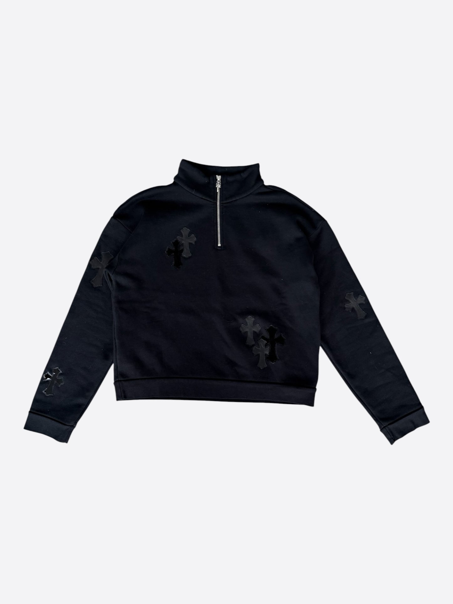 Chrome Hearts Black Cross Patch Quarter Zip Sweater