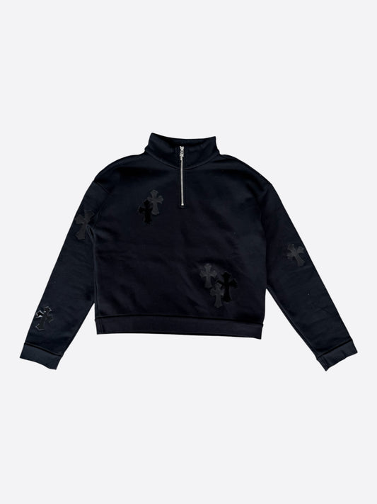 Chrome Hearts Black Cross Patch Quarter Zip Sweater