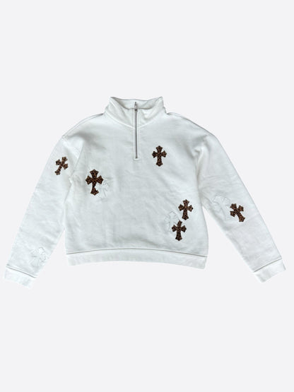 Chrome Hearts Leopard Cross Patch Quarter Zip Sweater