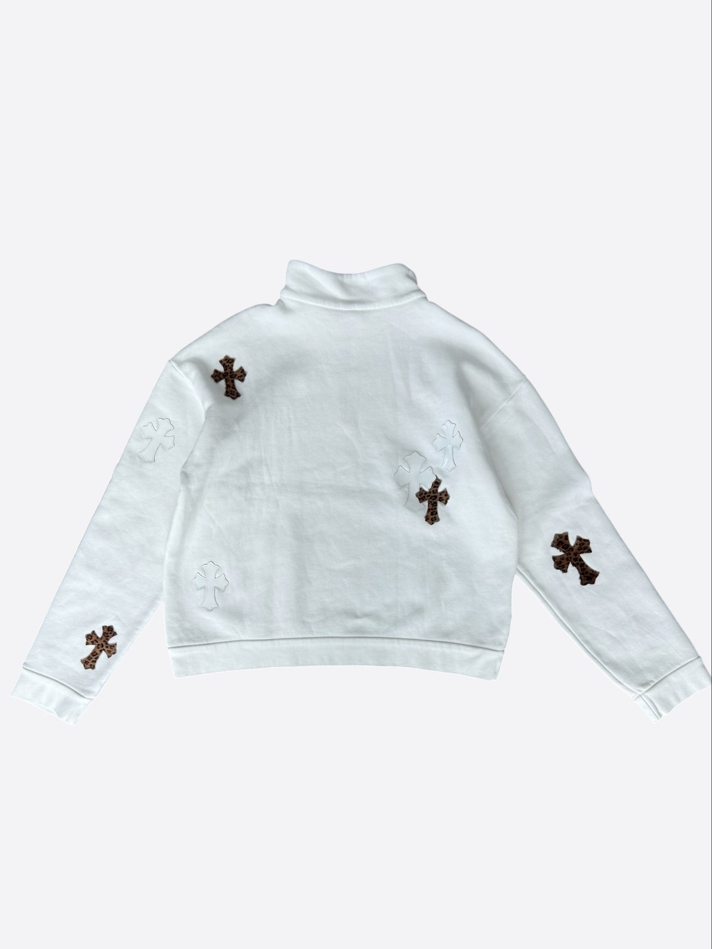Chrome Hearts Leopard Cross Patch Quarter Zip Sweater