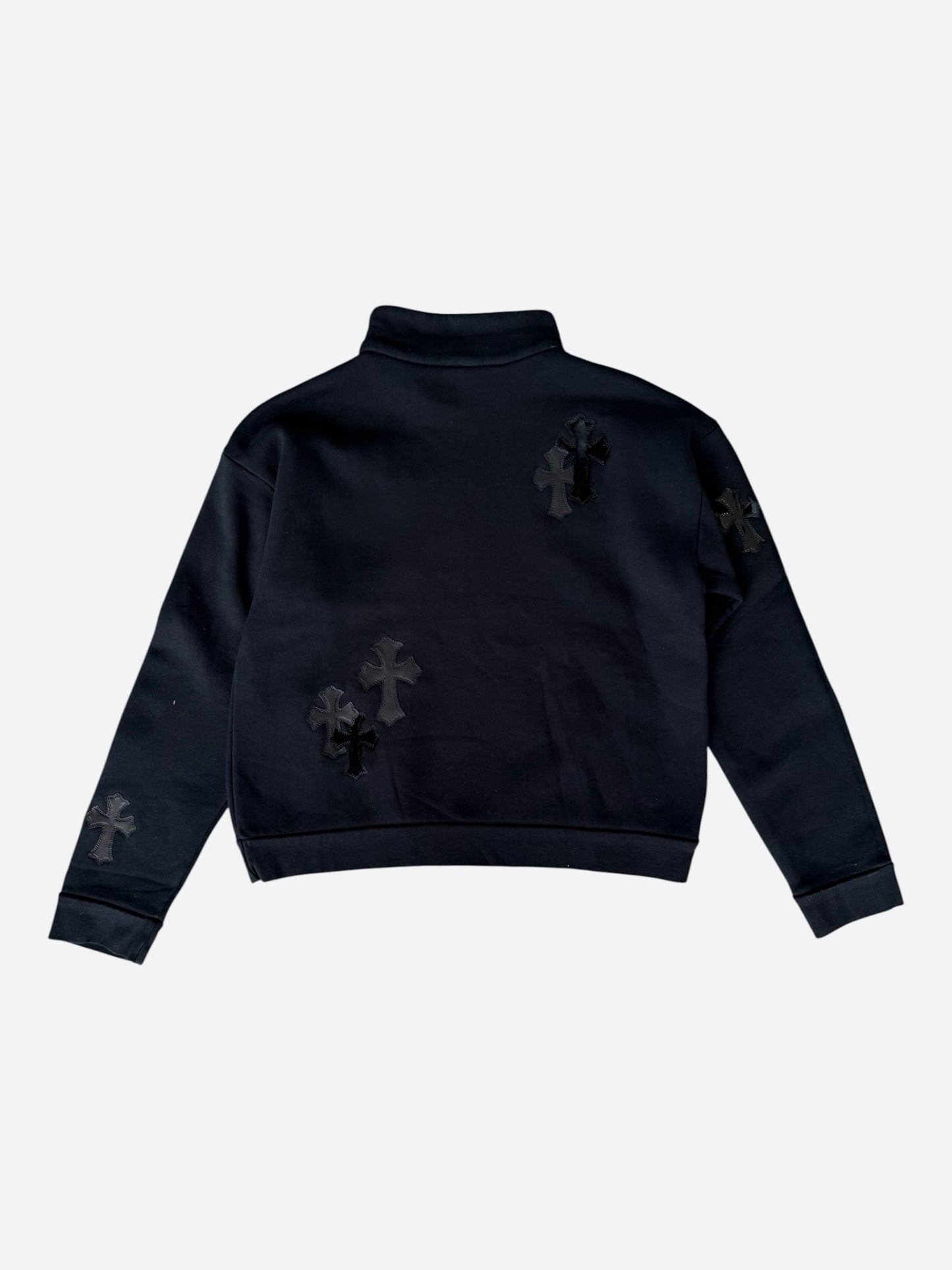 Chrome Hearts Black Cross Patch Quarter Zip Sweater