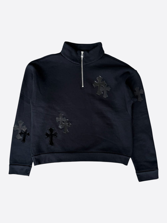 Chrome Hearts Black Cross Patch Quarter Zip Sweater
