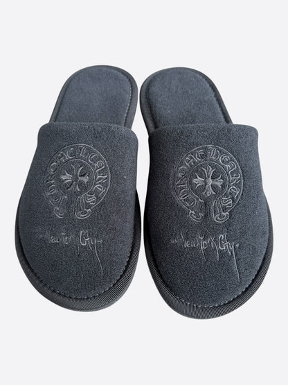 Chrome Hearts New York Exclusive Black Horseshoe Logo Slippers
