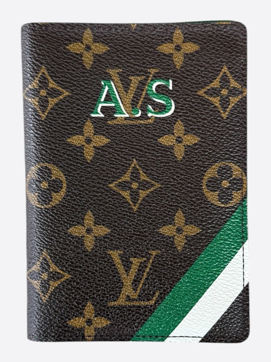 Louis Vuitton Brown & Green Monogram Heritage Passport Cover
