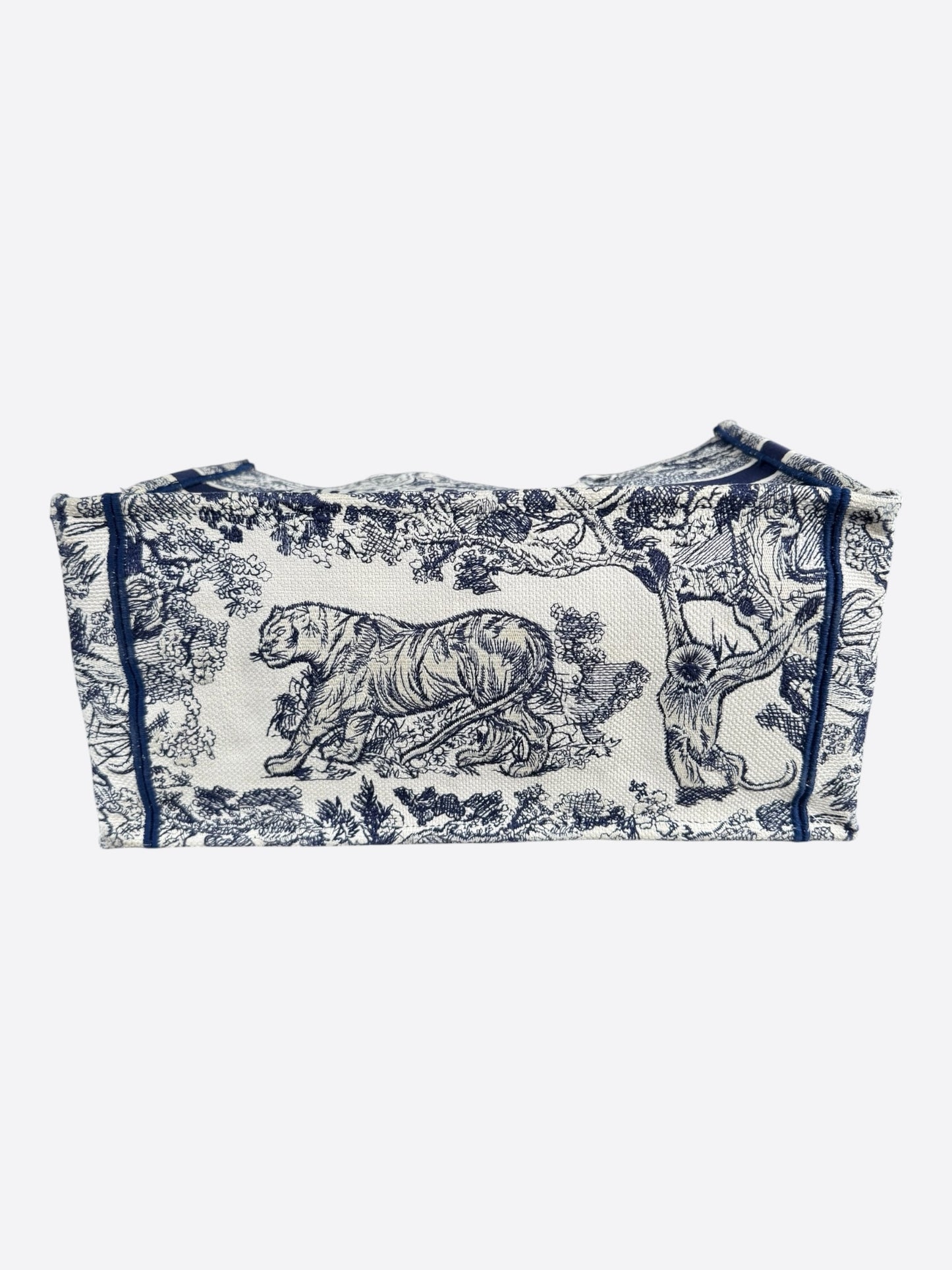 Dior White & Navy Toile de Jouy Large Book Tote