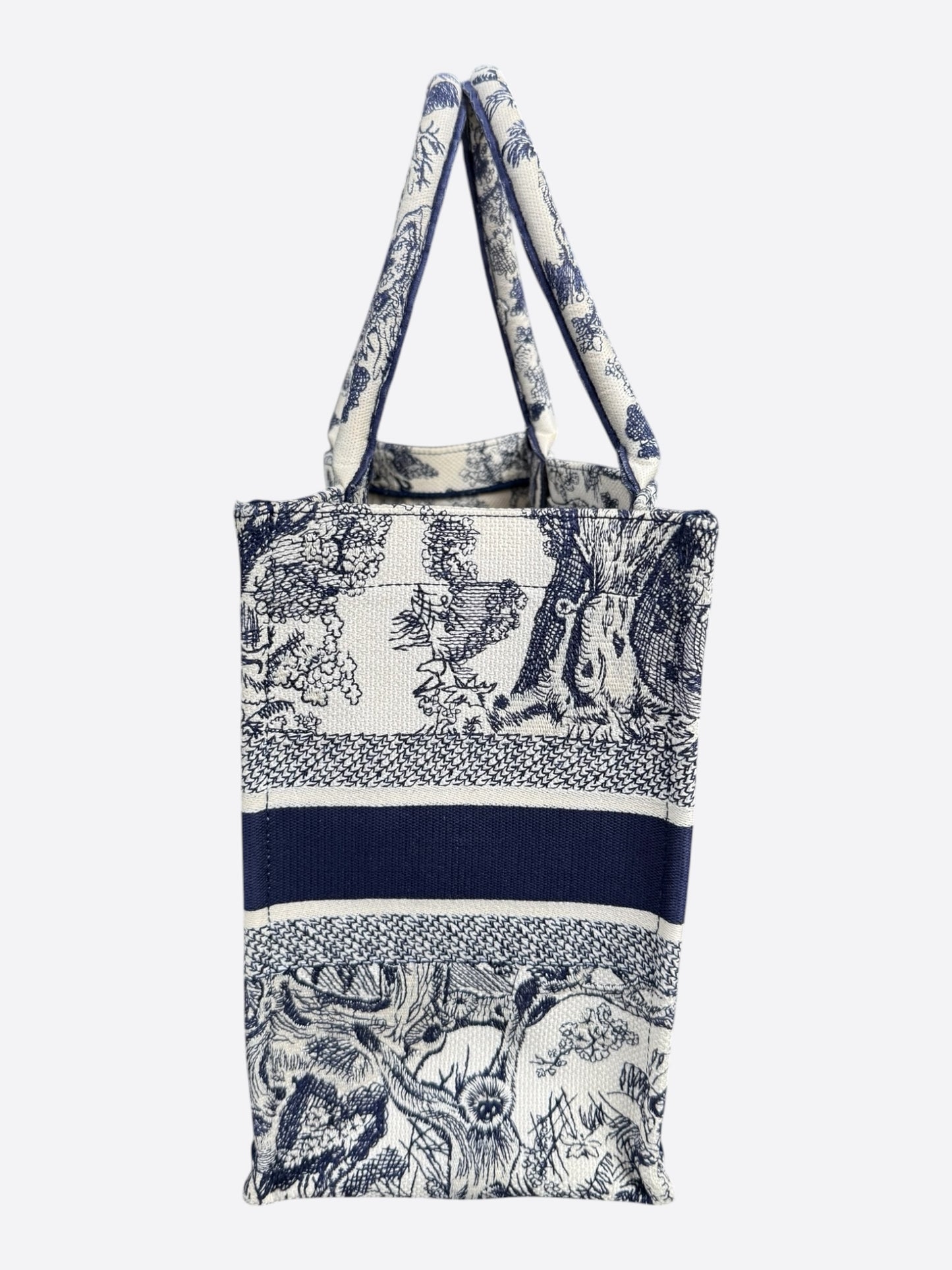 Dior White & Navy Toile de Jouy Large Book Tote
