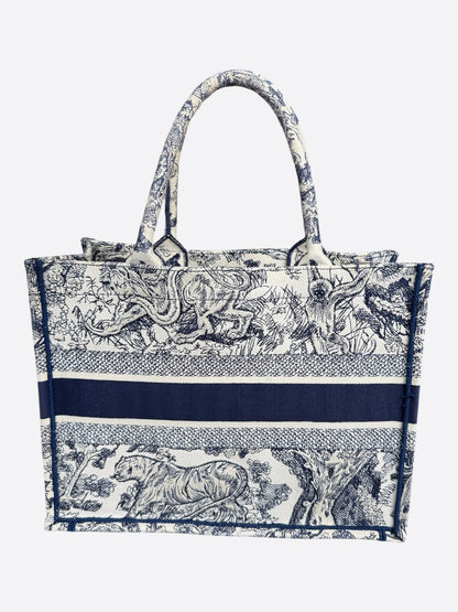 Dior White & Navy Toile de Jouy Large Book Tote