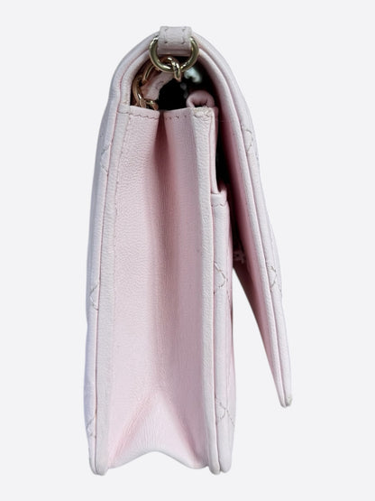 Chanel Pink Quilted CC Pearl Wallet On Chain Bag
