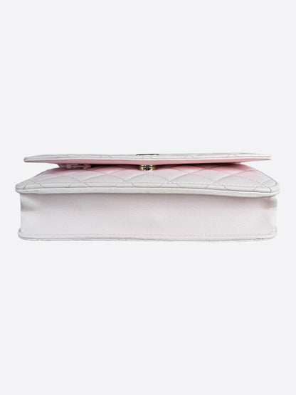Chanel Pink Quilted CC Pearl Wallet On Chain Bag
