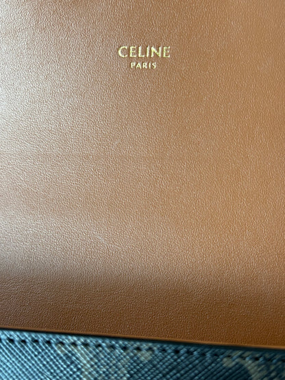 Celine Brown & Black Triomphe Monogram Shoulder Bag