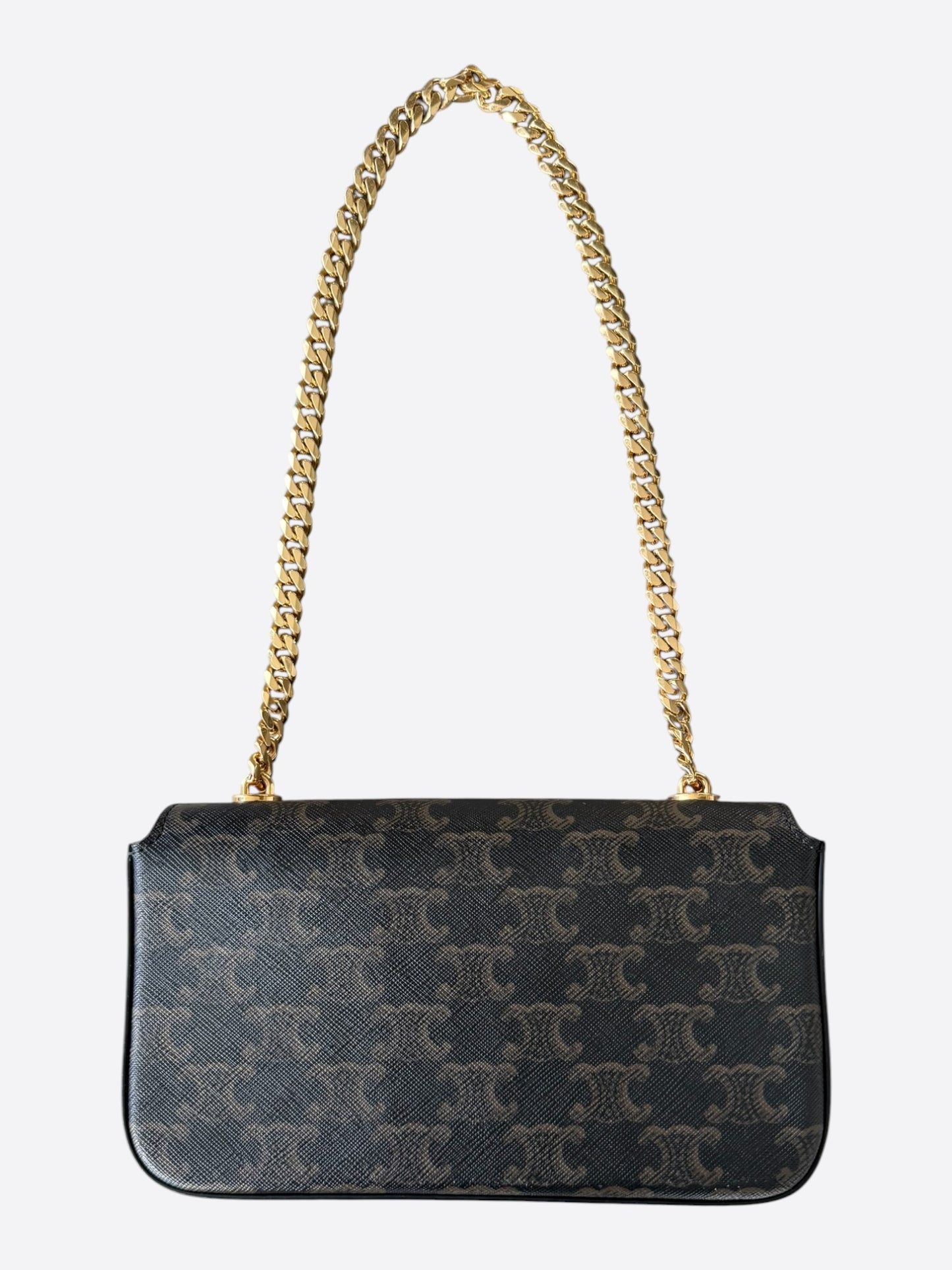 Celine Brown & Black Triomphe Monogram Shoulder Bag