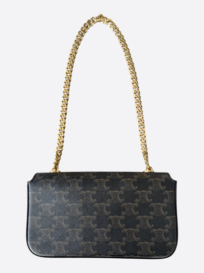 Celine Brown & Black Triomphe Monogram Shoulder Bag