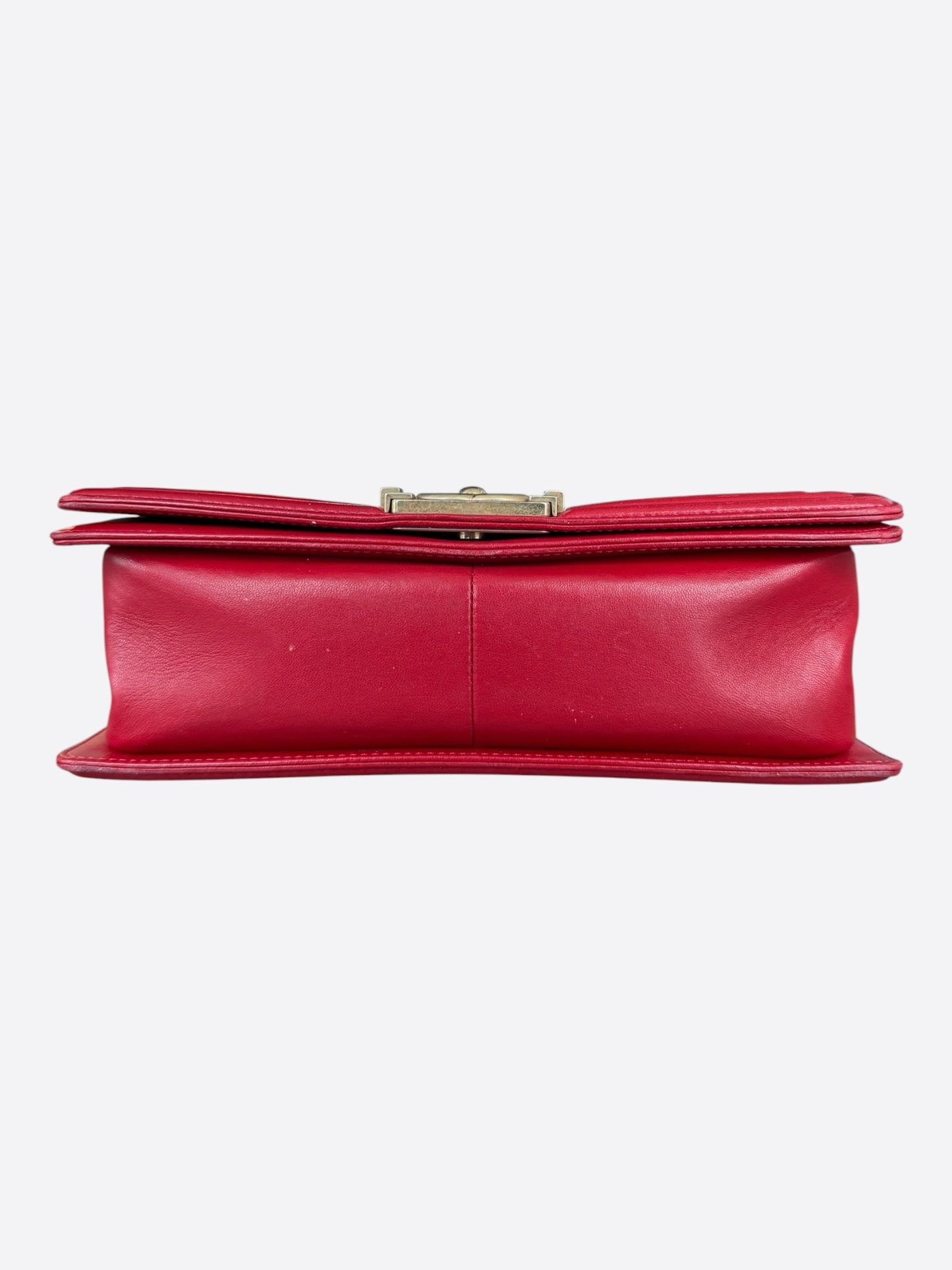 Chanel Red Quilted Lambskin Medium Boy Bag