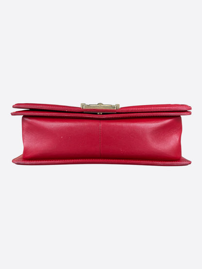 Chanel Red Quilted Lambskin Medium Boy Bag