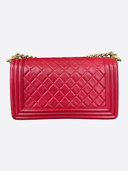 Chanel Red Quilted Lambskin Medium Boy Bag