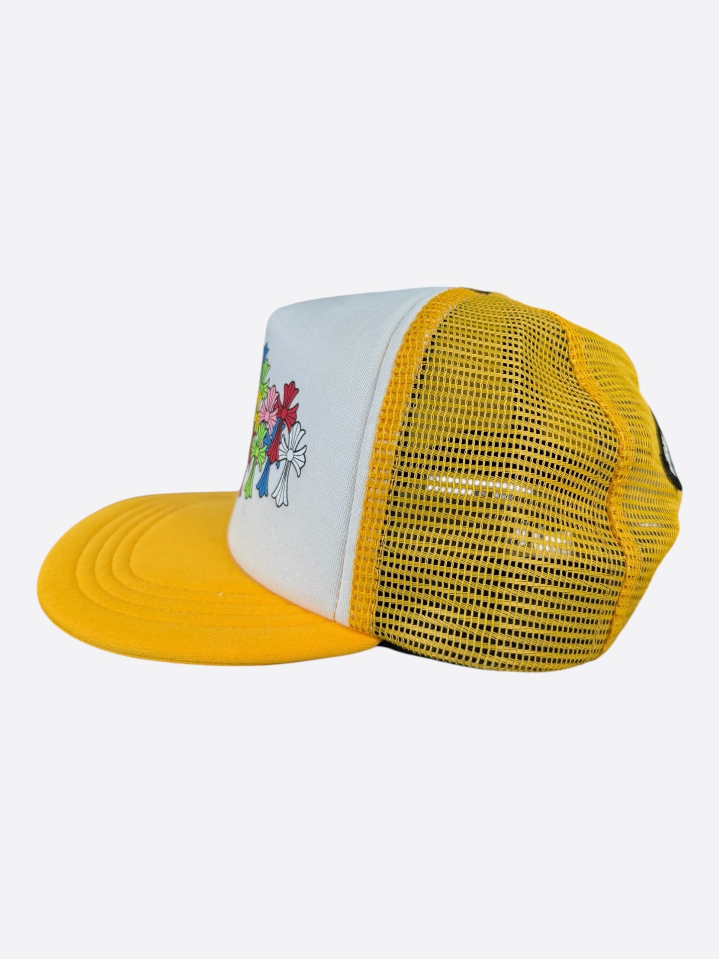 Chrome Hearts Yellow & White Multicolor Cross Trucker Hat