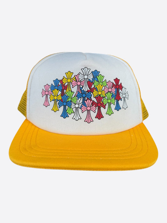 Chrome Hearts Yellow & White Multicolor Cross Trucker Hat