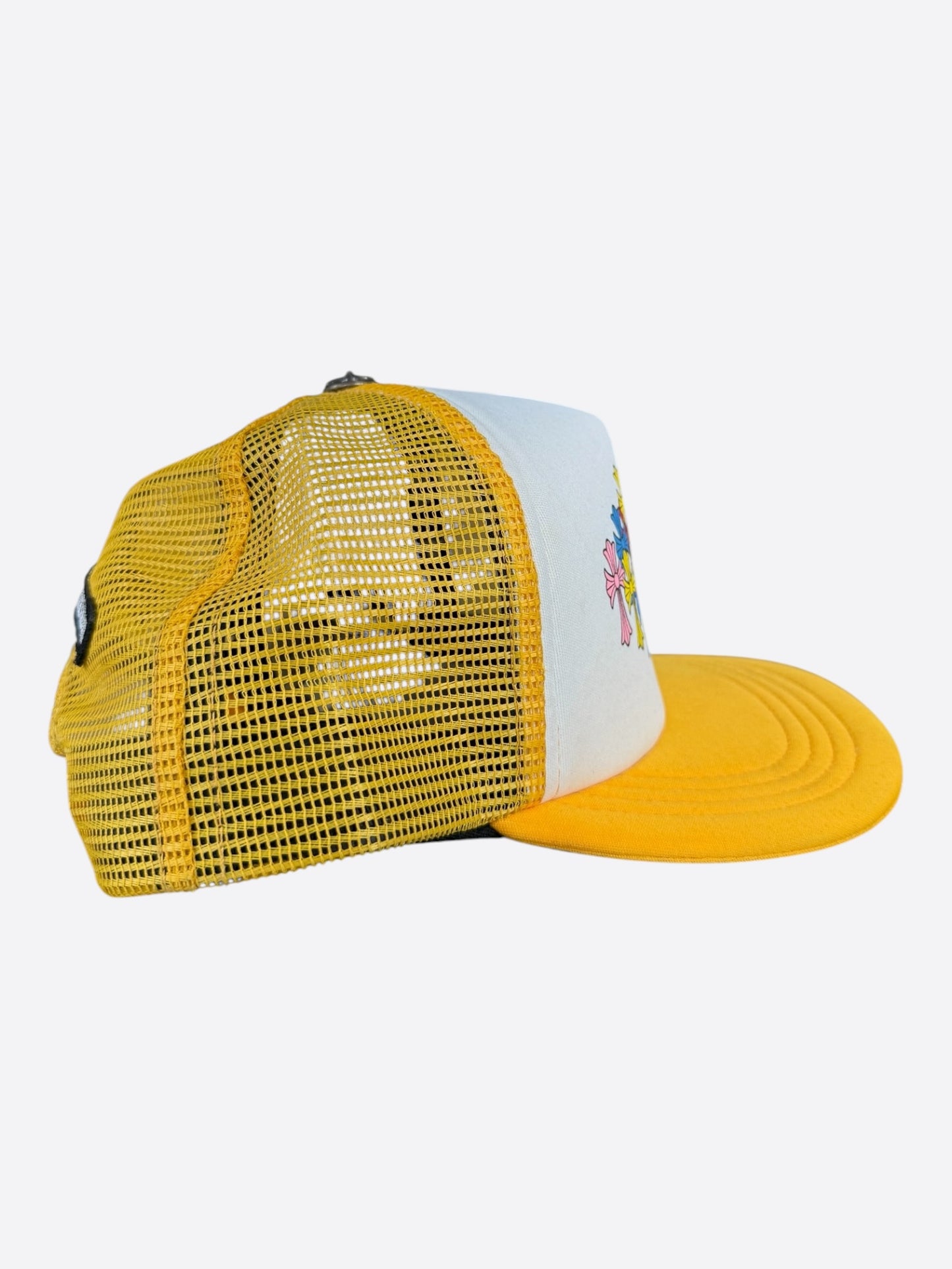 Chrome Hearts Yellow & White Multicolor Cross Trucker Hat
